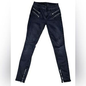 J Brand Cass Digital Skinny Jeans | Size 25 | Black Moto Zip Denim | Made in USA